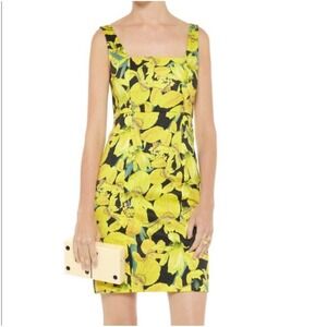 Alice + Olivia Blair Yellow Floral Iris‎ Print Corset Mini Dress Sz 4